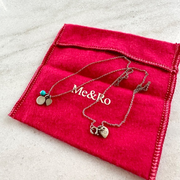 Me&Ro Necklace, Sterling Silver Flower with Turquoise Bead Pendant - Picture 5 of 8